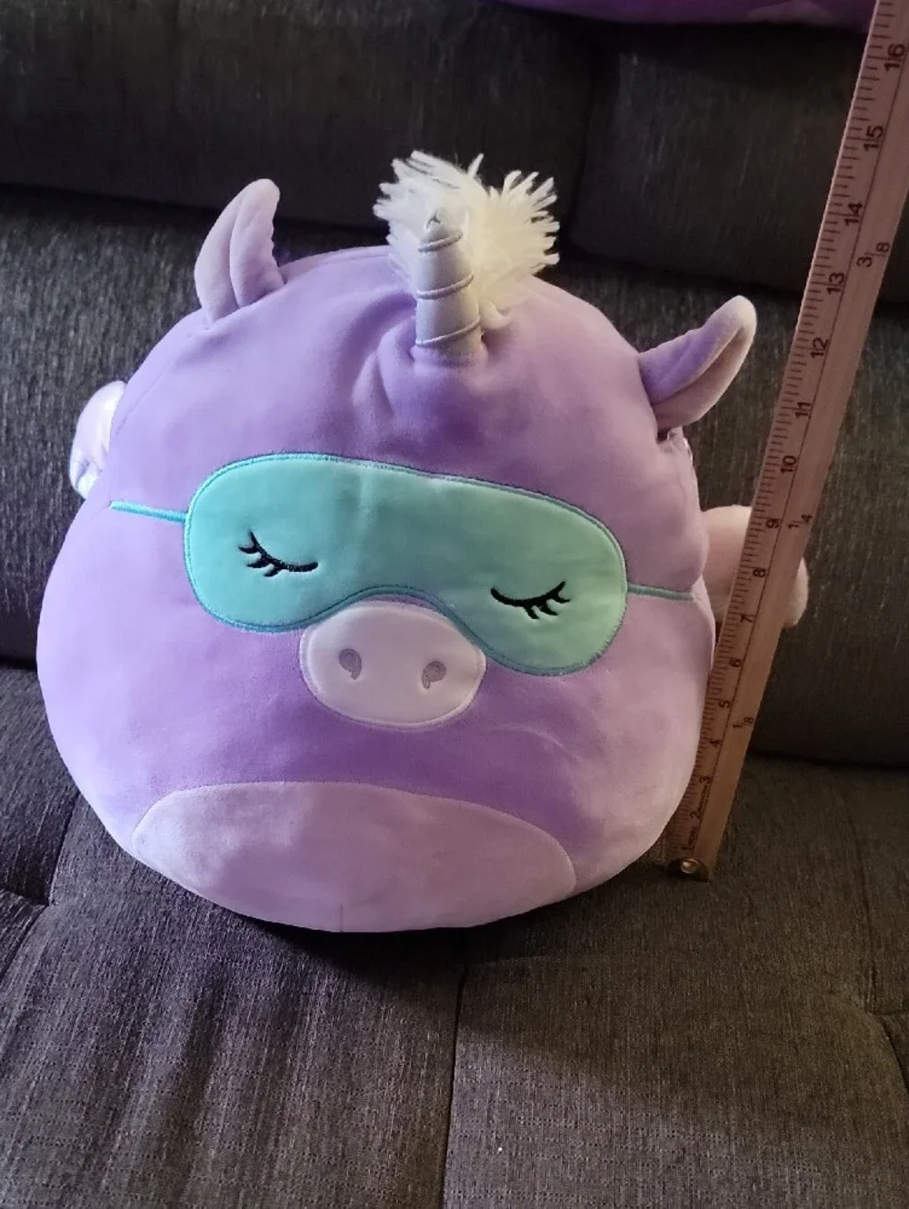 Squishmallows Purple Unicorn Plush with Mint Sleep Mask